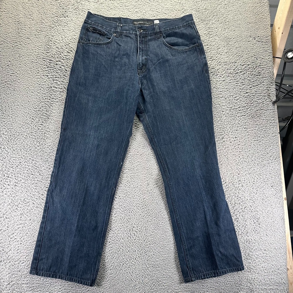 Rocawear Jeans Men's 40x32 Blue Cotton Denim Straight Baggy Workwear Travel